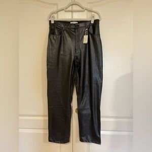 NWT Abercrombie&Fitch black ultra high rise straight leg leather pants​​​​